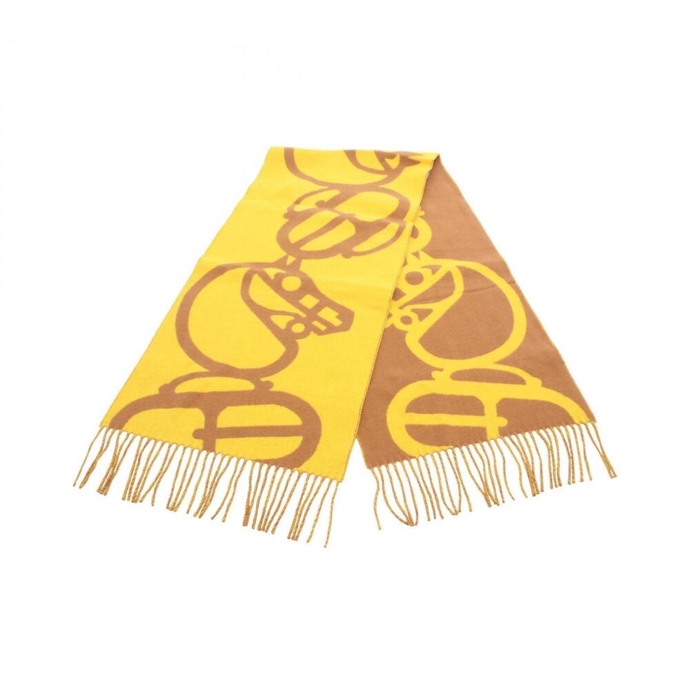Hermes HERMES Casaque Buckle et Camaieu Scarf Muffler Cashmere Women's Yellow...